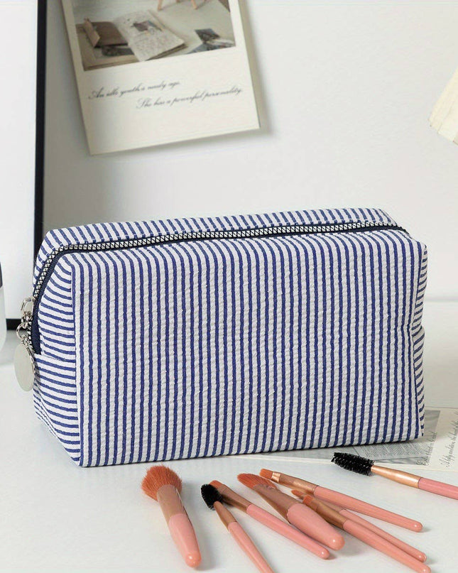 Personalized Striped Cosmetic Bag