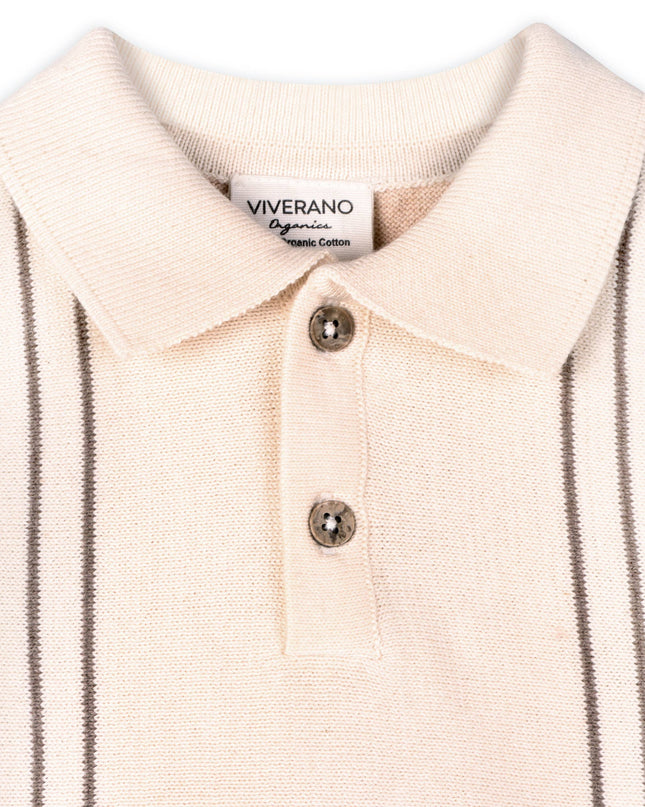Classic Stripe Polo Knit Baby Pullover & Pant Set (Organic)