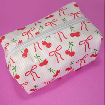 CHERRY WESTERN BOW MAKEUP COSMETIC POUCH BAG