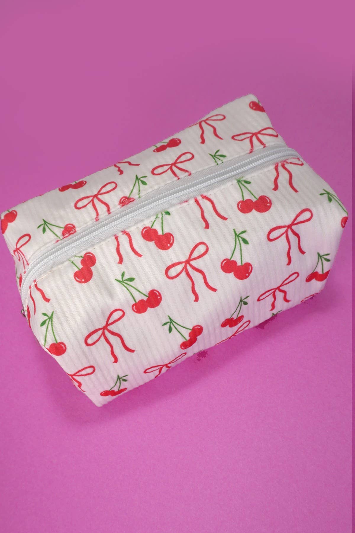 CHERRY WESTERN BOW MAKEUP COSMETIC POUCH BAG