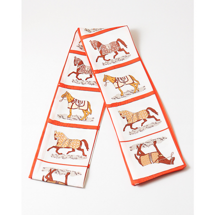 Equestrian Print Scarf | Horse Pattern Silk-Style Scarf for Hair, Wrist, Handbag & Belt