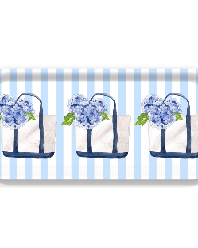 Islesboro Summer Tote With Hydrangeas Serving Tray: 3 Sizes