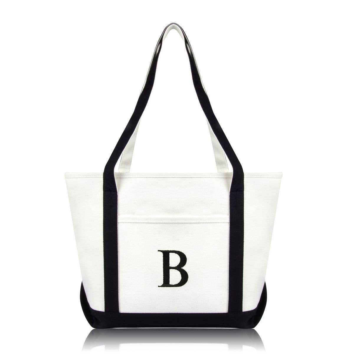 Personalized Navy Tote Bag with Initial