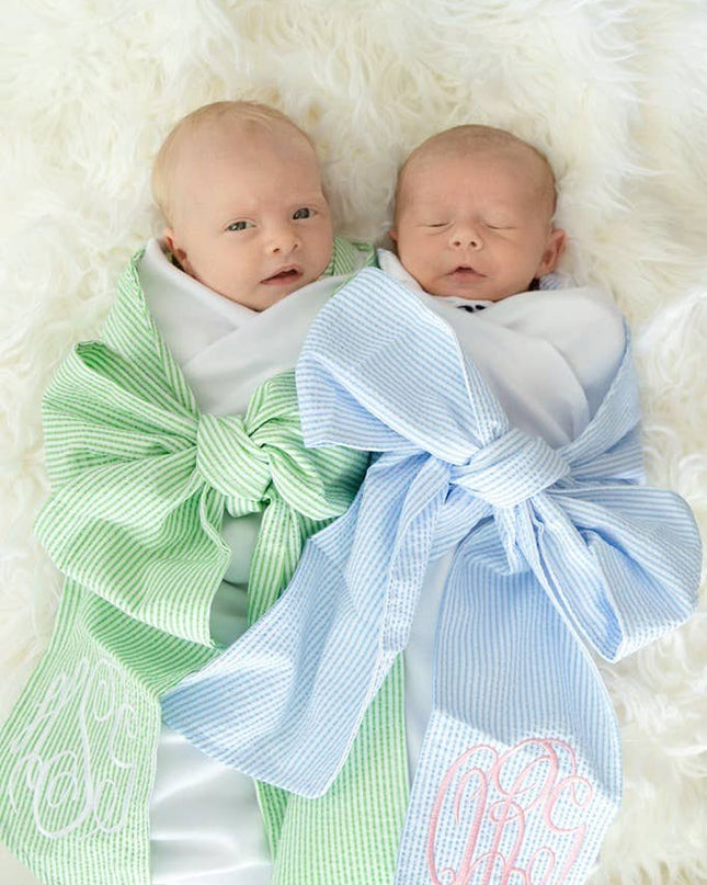 Seersucker Baby Swaddle Blanket - Blue
