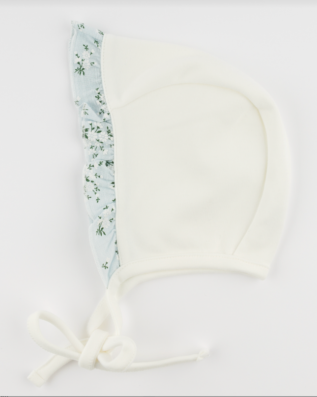 Oyster Bonnet with  Apple Blossom Ruffle