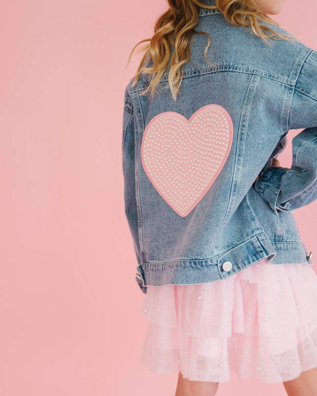 Pearl Heart Patch Denim Jacket