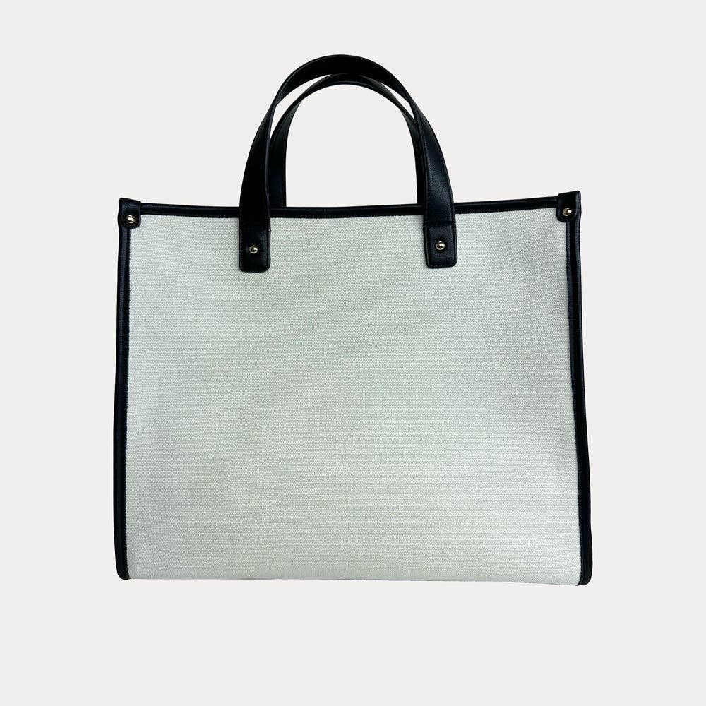 Alice Canvas Tote with Faux Leather Accents