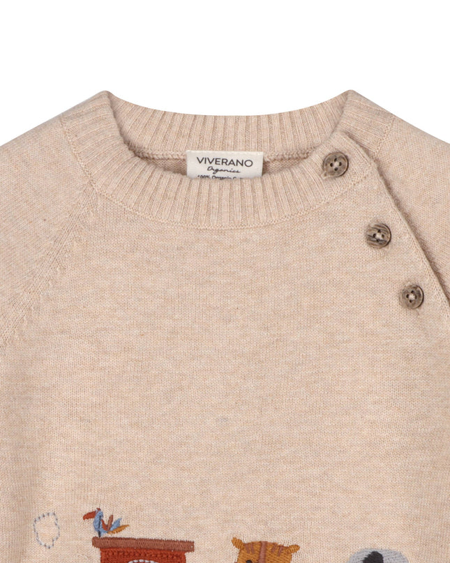 Animal Train Stripe Sweater Knit Baby Pullover
