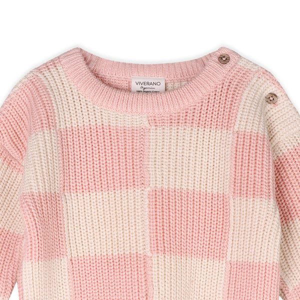 Cutie Pie Checkered Slouchy Knit Baby Pullover