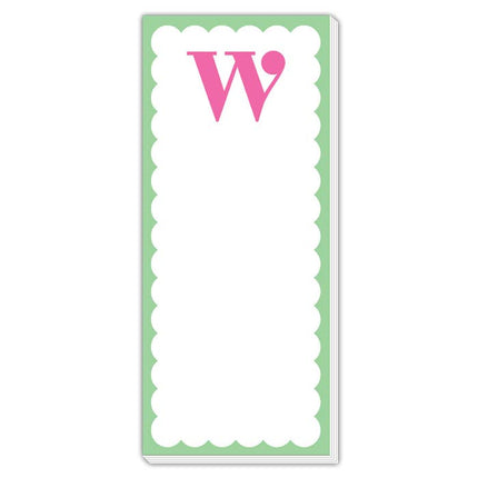 Scallop Monogram Pink And Green W Skinny Notepad