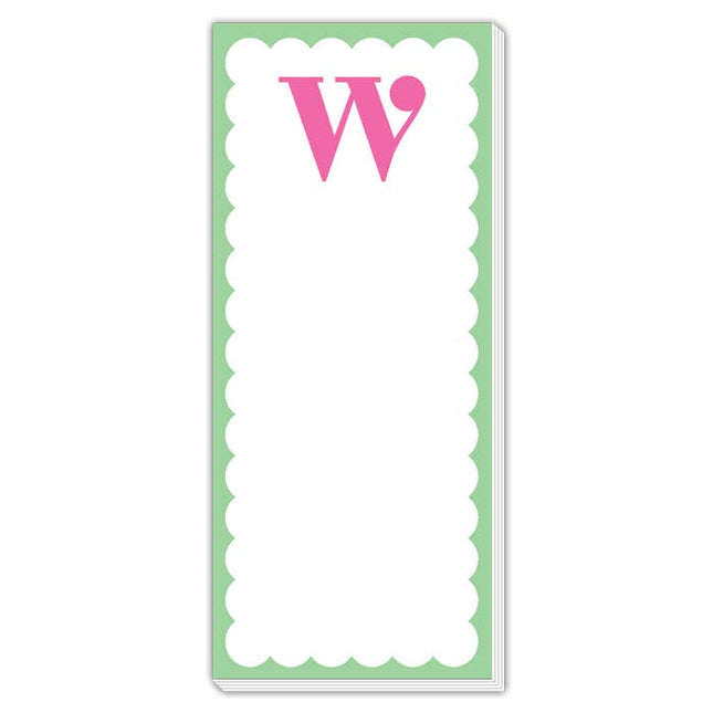 Scallop Monogram Pink And Green W Skinny Notepad