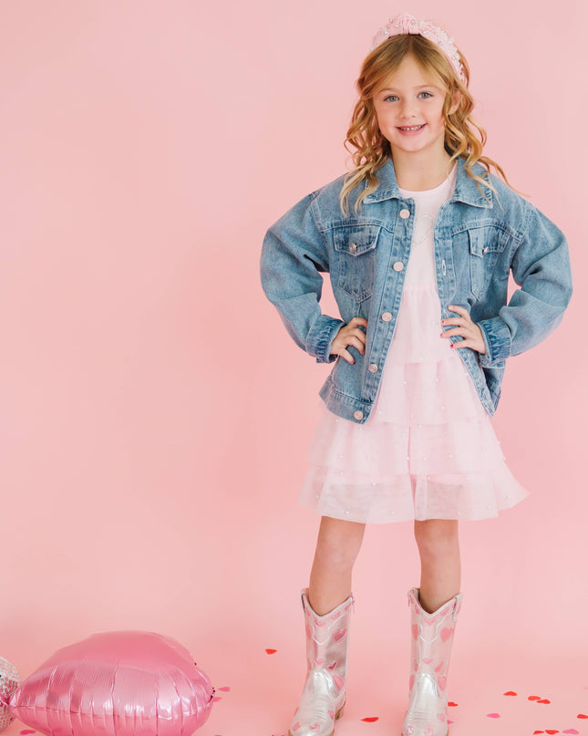 Pearl Heart Patch Denim Jacket