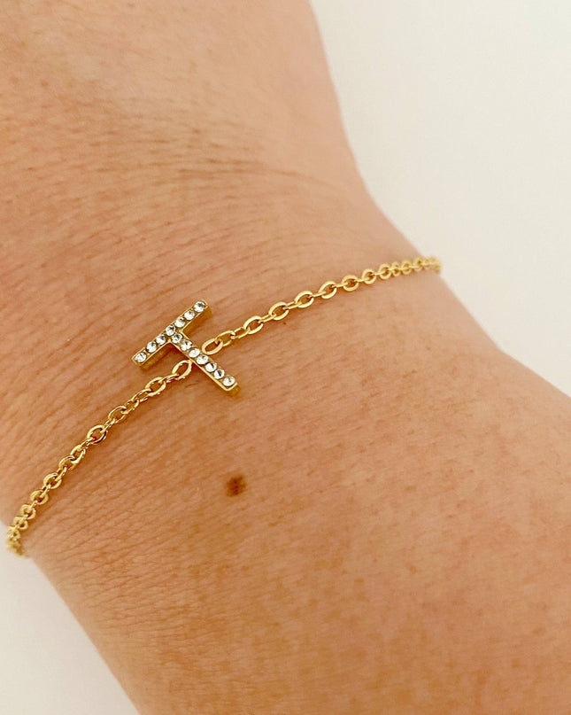 Dainty Sparkle Initial Bracelet