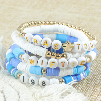 5PCS COLORED LETTER MULTI-LAYER BEADED BRACELET_CWAJE0711