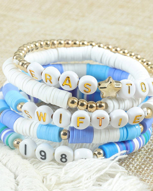 5PCS COLORED LETTER MULTI-LAYER BEADED BRACELET_CWAJE0711