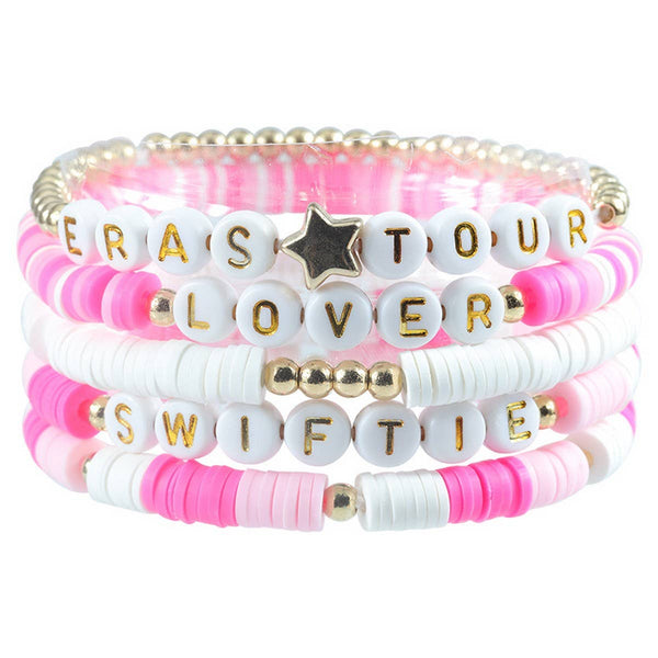 5PCS COLORED LETTER MULTI-LAYER BEADED BRACELET_CWAJE0711