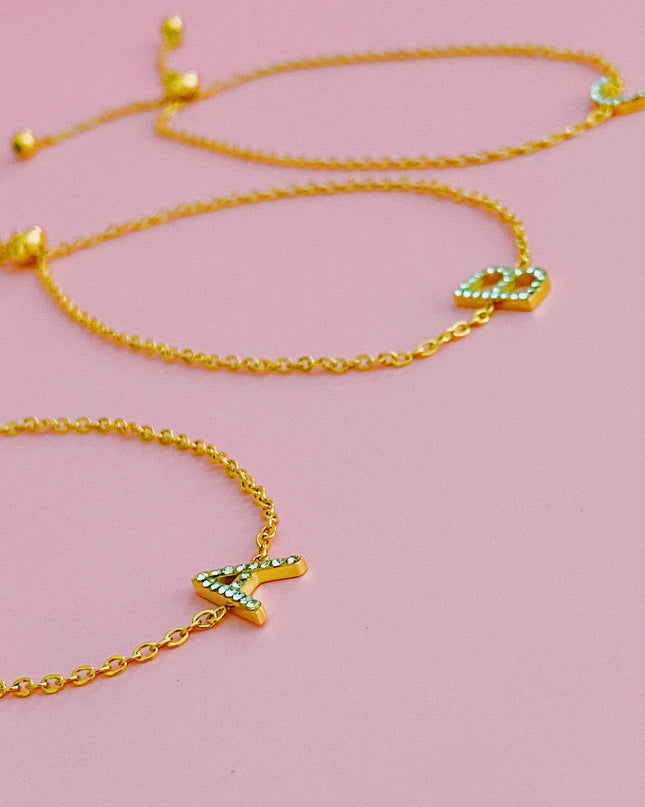 Dainty Sparkle Initial Bracelet