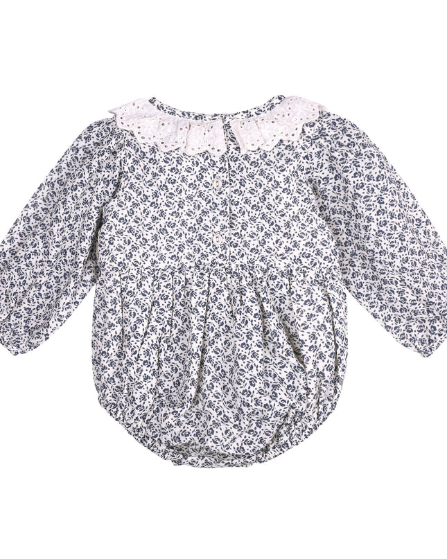 Floral Print & Lace Baby Girl Romper