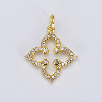 Gold Filled Four Leaf Clover Flower Charm Pendant, CP016