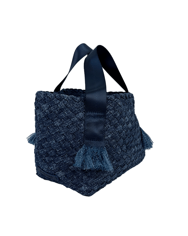 Darcy Woven Denim Tote w/ Self Handles w/ Crossbody Strap