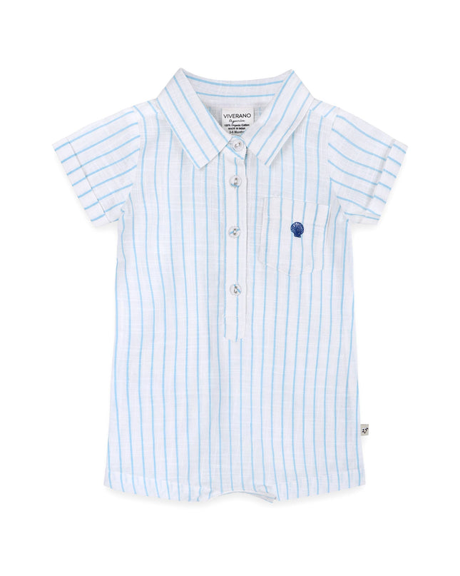 Aqua Embroidered Baby Romper