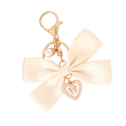 Cream Bow with Charm Purse Charm