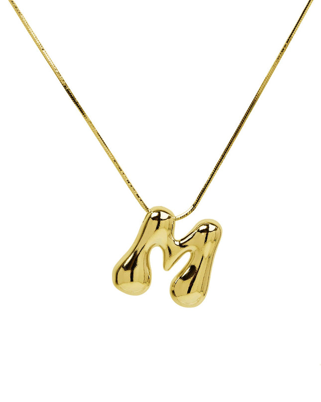 Initial Balloon Waterdrop 18K Gold Necklace