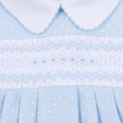 Luca's Classics Smocked Footie - Light Blue