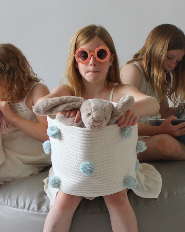 Sky Blue Pom Basket