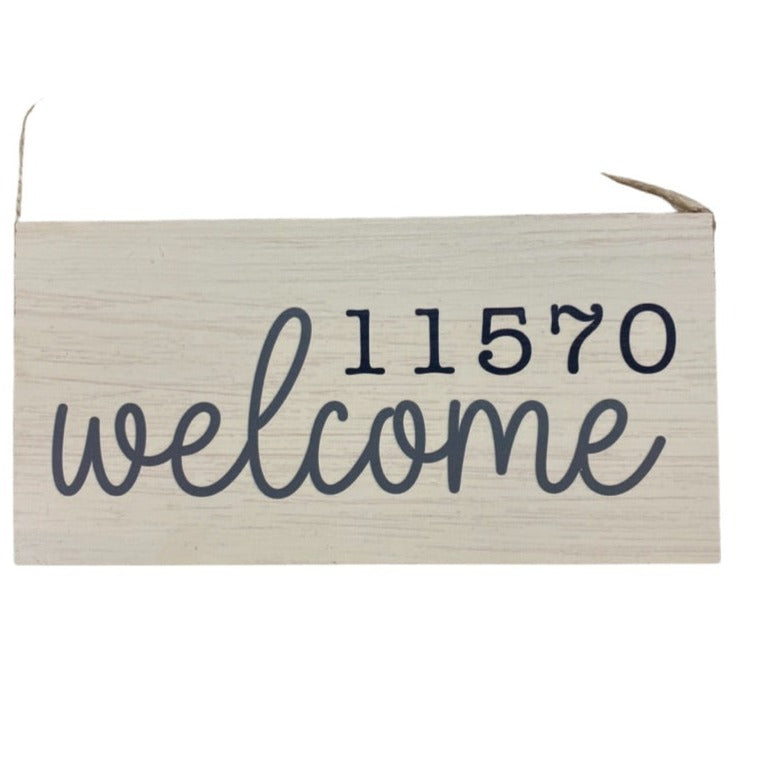11570 Welcome Zip Code Twine Hanging Sign