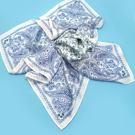 Large Floral Toile Print Bandana Scarf