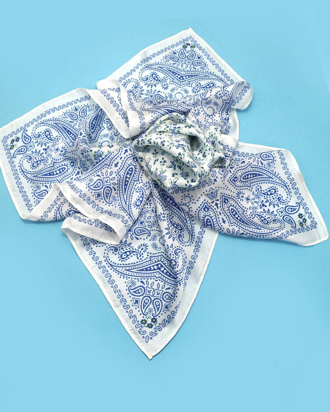 Large Floral Toile Print Bandana Scarf