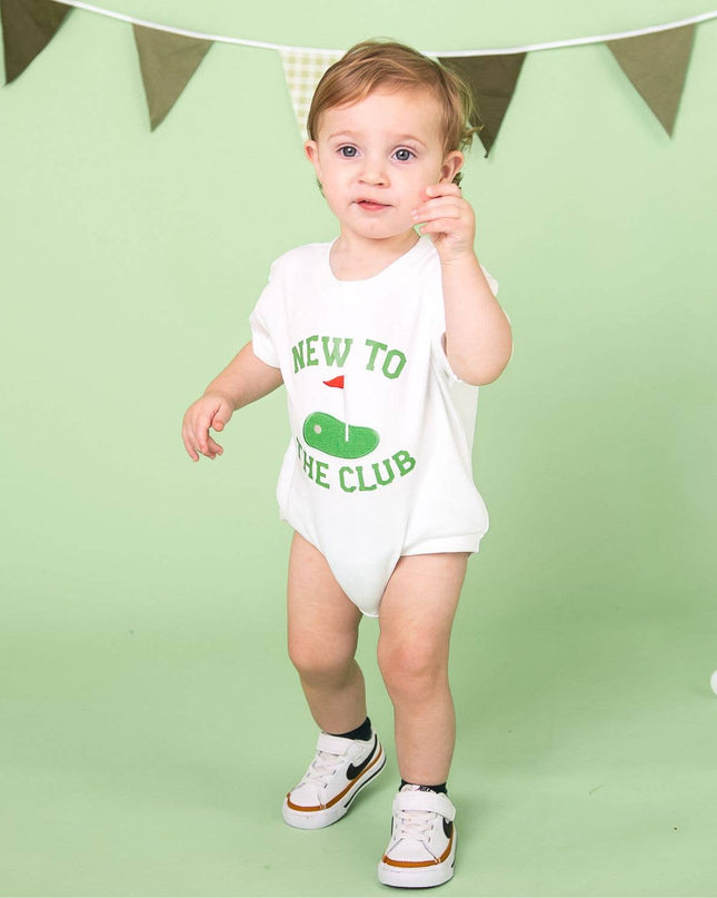 New To The Club Patch Short Sleeve Romper