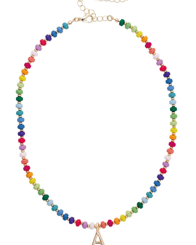 Ruthie Rainbow Beaded Mini Initial Children's Necklace