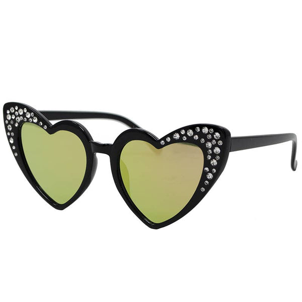 Crystal Heart Sunglasses: Pink
