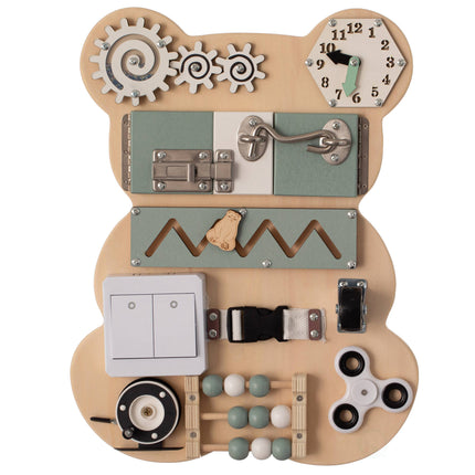 Wooden Sensory Bear Shaped Learning Toddler Busy Board