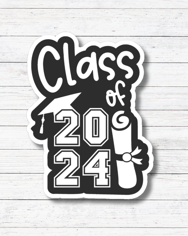 Black and White Class 2024- Senior 2024 Stickers/Magnet