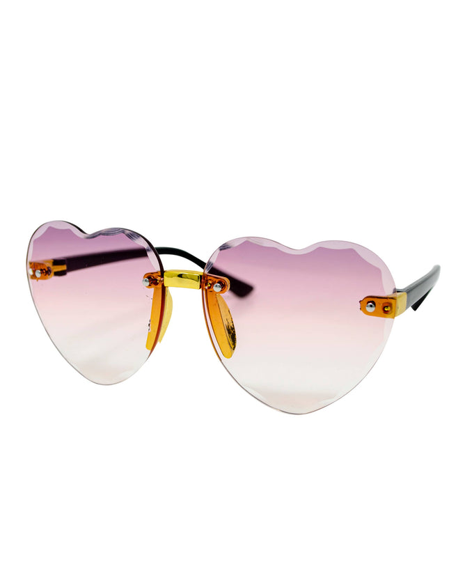 Frameless Heart Sunglasses: Plum