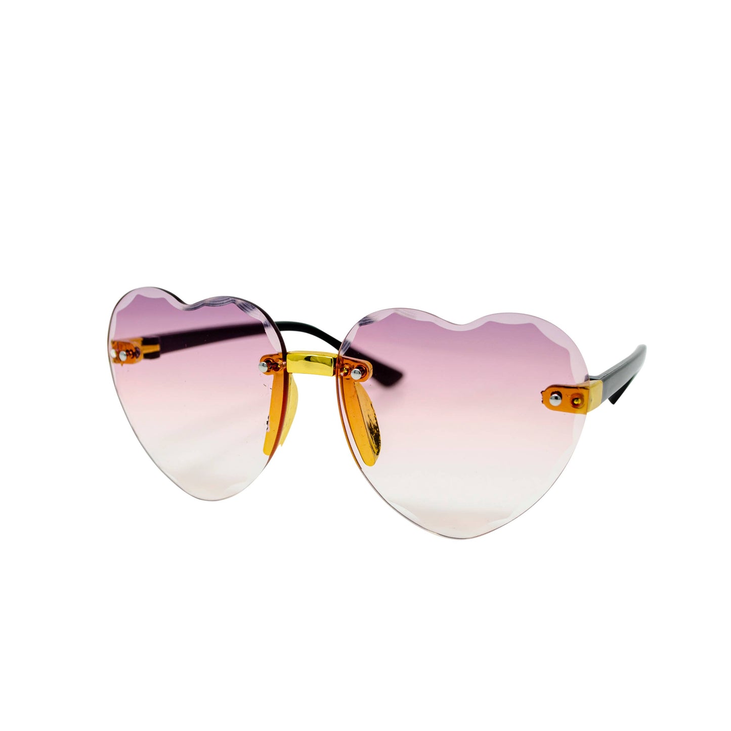 Frameless Heart Sunglasses: Plum