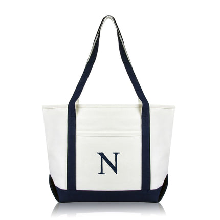 Personalized Black Tote Bag with Initial