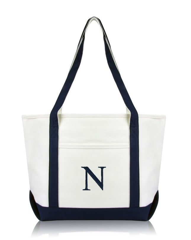 Personalized Black Tote Bag with Initial
