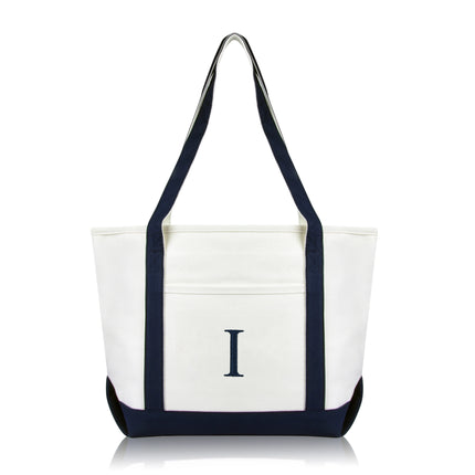 Personalized Black Tote Bag with Initial