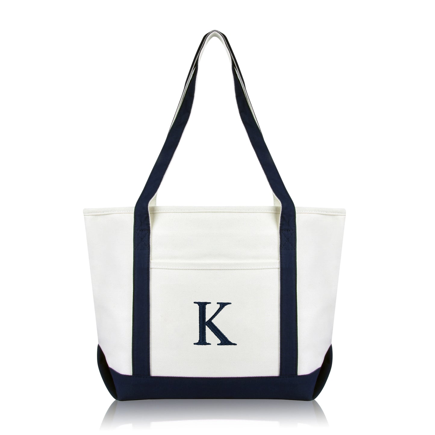 Personalized Navy Tote Bag with Initial