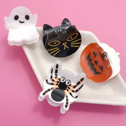 HALLOWEEN PUMPKIN GHOST SET OF 4 HAIR CLAW CLIPS | 40H973