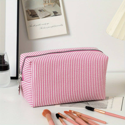 Personalized Striped Cosmetic Bag