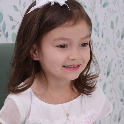 Girls 14K Gold-Plated Pink Pearl Pendant Necklace for Kids