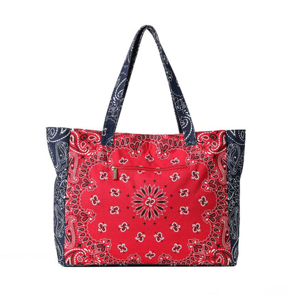 Bandana Print Canvas Tote -Bailey Red/Navy