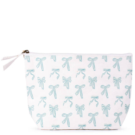 Blue Hannah Bow Cosmetic Bag