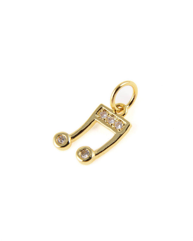 Gold Filled Music Note Charm Pendant CZ Micro Pave, CP411