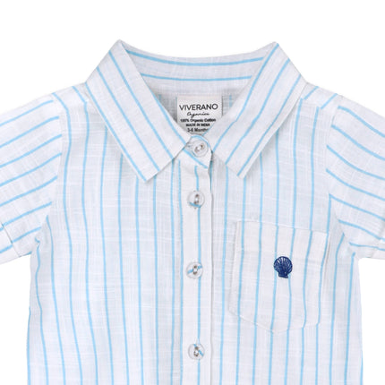 Aqua Embroidered Baby Romper